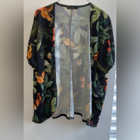 Sweaters - Green / Yellow Palm Leaf Hawaiian Printed Kimono